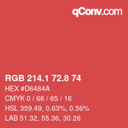 カラーコード: RGB 214.1 72.8 74 | qconv.com