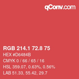 カラーコード: RGB 214.1 72.8 75 | qconv.com
