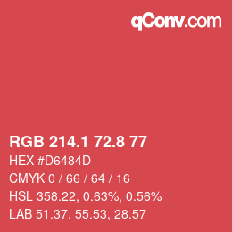 カラーコード: RGB 214.1 72.8 77 | qconv.com