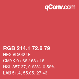 カラーコード: RGB 214.1 72.8 79 | qconv.com