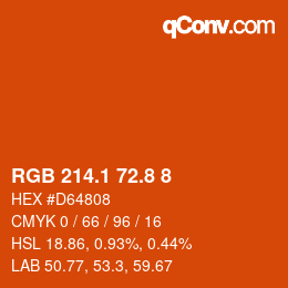 Color code: RGB 214.1 72.8 8 | qconv.com