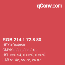 カラーコード: RGB 214.1 72.8 80 | qconv.com