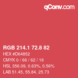 カラーコード: RGB 214.1 72.8 82 | qconv.com