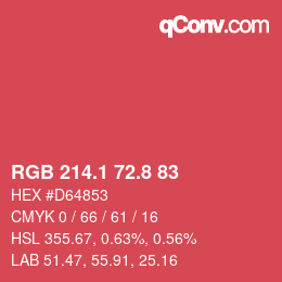 カラーコード: RGB 214.1 72.8 83 | qconv.com