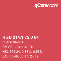 カラーコード: RGB 214.1 72.8 84 | qconv.com
