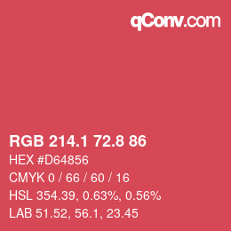 カラーコード: RGB 214.1 72.8 86 | qconv.com