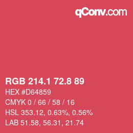 カラーコード: RGB 214.1 72.8 89 | qconv.com