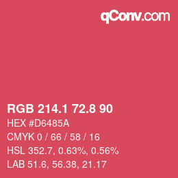 カラーコード: RGB 214.1 72.8 90 | qconv.com