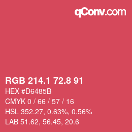 カラーコード: RGB 214.1 72.8 91 | qconv.com