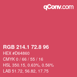 カラーコード: RGB 214.1 72.8 96 | qconv.com
