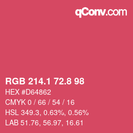 カラーコード: RGB 214.1 72.8 98 | qconv.com
