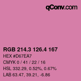 カラーコード: RGB 214.3 126.4 167 | qconv.com