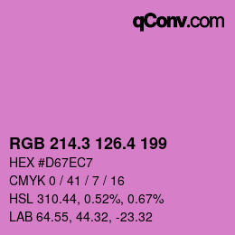 カラーコード: RGB 214.3 126.4 199 | qconv.com