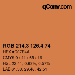 カラーコード: RGB 214.3 126.4 74 | qconv.com
