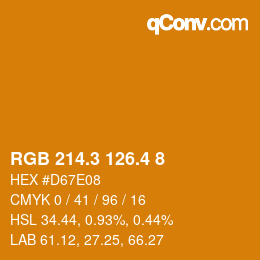 カラーコード: RGB 214.3 126.4 8 | qconv.com