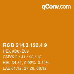 カラーコード: RGB 214.3 126.4 9 | qconv.com