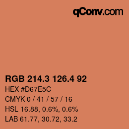 カラーコード: RGB 214.3 126.4 92 | qconv.com