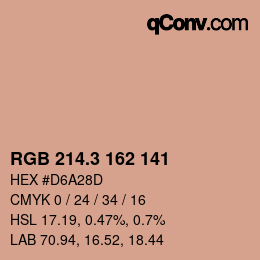 カラーコード: RGB 214.3 162 141 | qconv.com