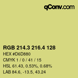 カラーコード: RGB 214.3 216.4 128 | qconv.com