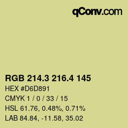 カラーコード: RGB 214.3 216.4 145 | qconv.com