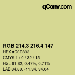 カラーコード: RGB 214.3 216.4 147 | qconv.com