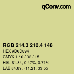 カラーコード: RGB 214.3 216.4 148 | qconv.com