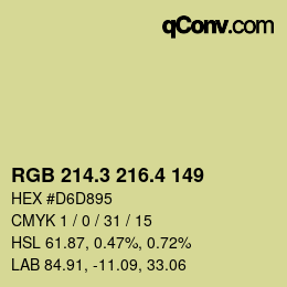 カラーコード: RGB 214.3 216.4 149 | qconv.com