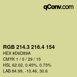 カラーコード: RGB 214.3 216.4 154 | qconv.com