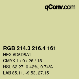 カラーコード: RGB 214.3 216.4 161 | qconv.com