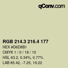 カラーコード: RGB 214.3 216.4 177 | qconv.com