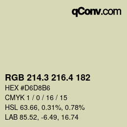 カラーコード: RGB 214.3 216.4 182 | qconv.com