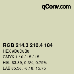 カラーコード: RGB 214.3 216.4 184 | qconv.com