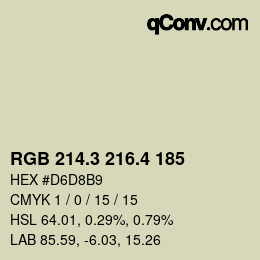 カラーコード: RGB 214.3 216.4 185 | qconv.com