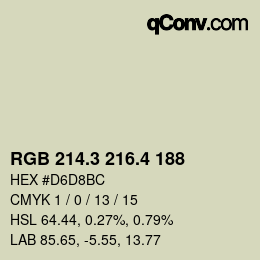 カラーコード: RGB 214.3 216.4 188 | qconv.com