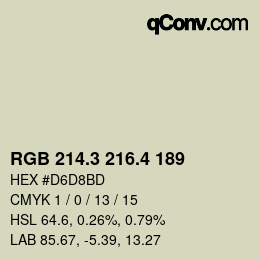 カラーコード: RGB 214.3 216.4 189 | qconv.com