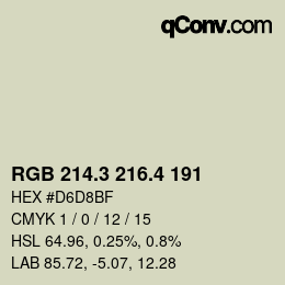 カラーコード: RGB 214.3 216.4 191 | qconv.com
