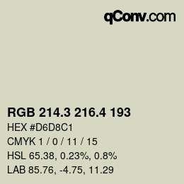 カラーコード: RGB 214.3 216.4 193 | qconv.com
