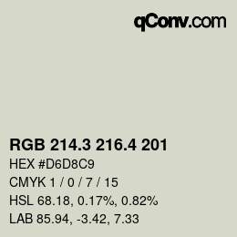 カラーコード: RGB 214.3 216.4 201 | qconv.com