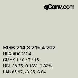 カラーコード: RGB 214.3 216.4 202 | qconv.com