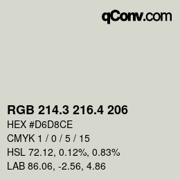 カラーコード: RGB 214.3 216.4 206 | qconv.com