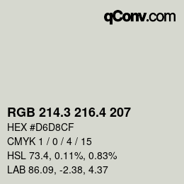 カラーコード: RGB 214.3 216.4 207 | qconv.com