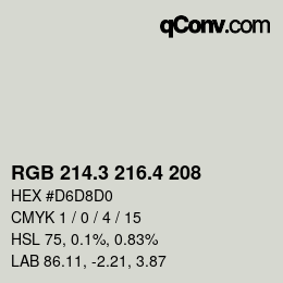 カラーコード: RGB 214.3 216.4 208 | qconv.com