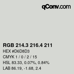 カラーコード: RGB 214.3 216.4 211 | qconv.com