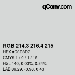 カラーコード: RGB 214.3 216.4 215 | qconv.com