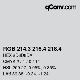 カラーコード: RGB 214.3 216.4 218.4 | qconv.com