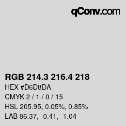 カラーコード: RGB 214.3 216.4 218 | qconv.com