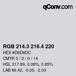 カラーコード: RGB 214.3 216.4 220 | qconv.com