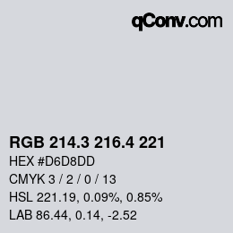 カラーコード: RGB 214.3 216.4 221 | qconv.com