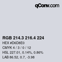 カラーコード: RGB 214.3 216.4 224 | qconv.com