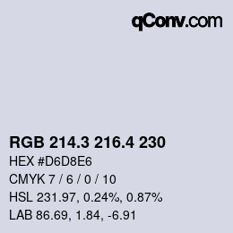 カラーコード: RGB 214.3 216.4 230 | qconv.com